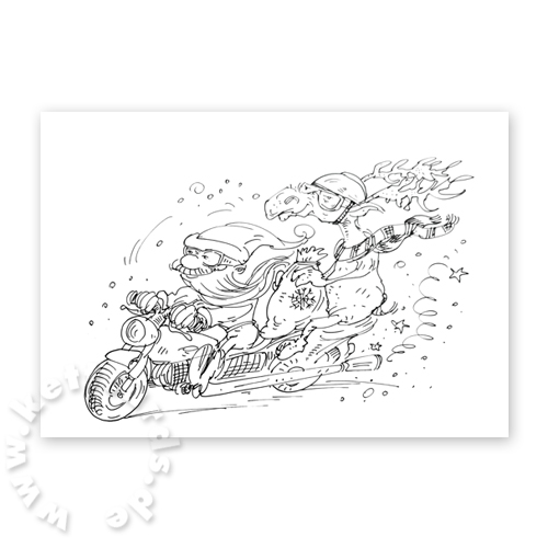 Das neue Motorrad, Cartoon-Weihnachtskarten