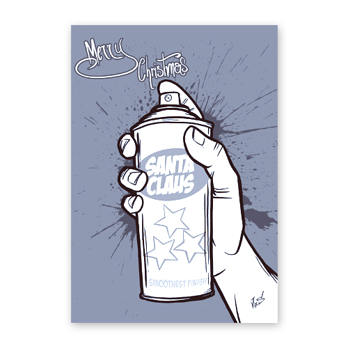 Die Spraydose, blaue Weihnachtskarten