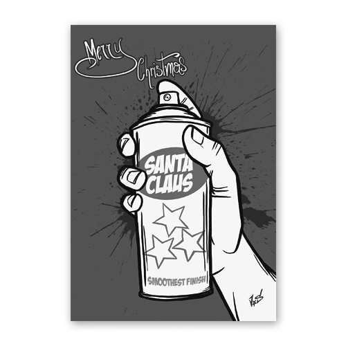 Merry Christmas - Santa Claus Die Spraydose, schwarze Weihnachtskarten