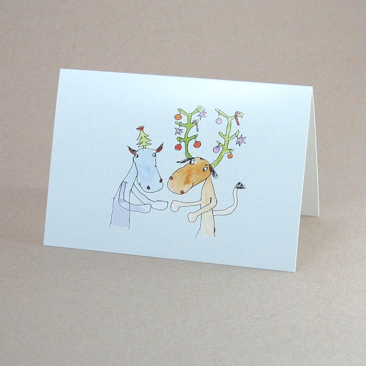 Druschba: Elch und Hund, Cartoon-Weihnachtskarten