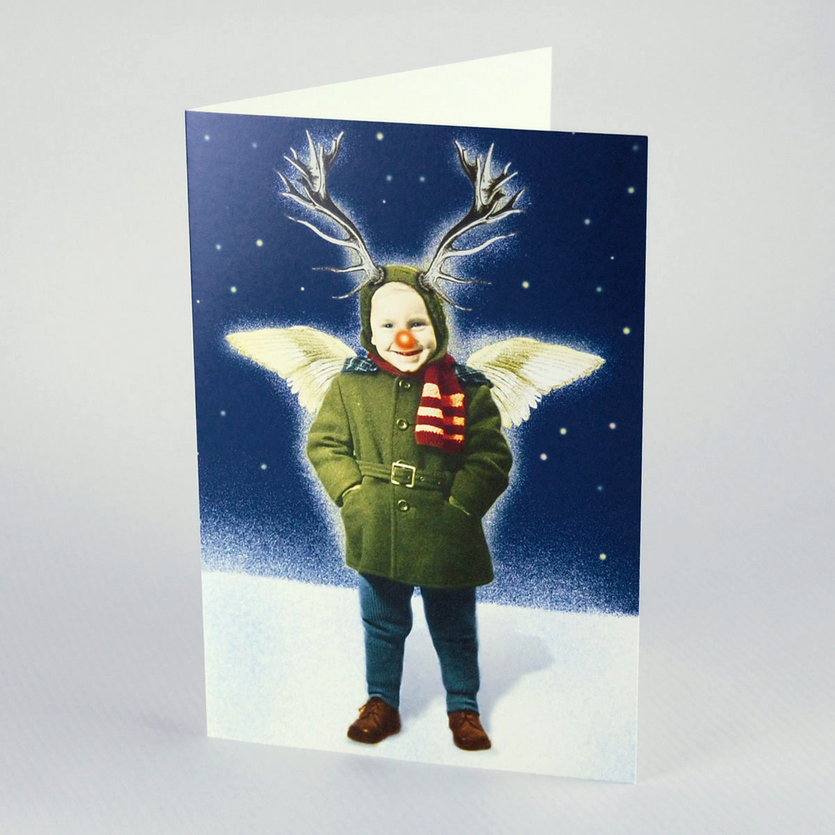 witzige Weihnachtskarten mit Photomontage: Rudolfchen