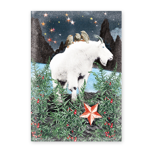 Vintage-Weihnachtskarten: Schneeziege