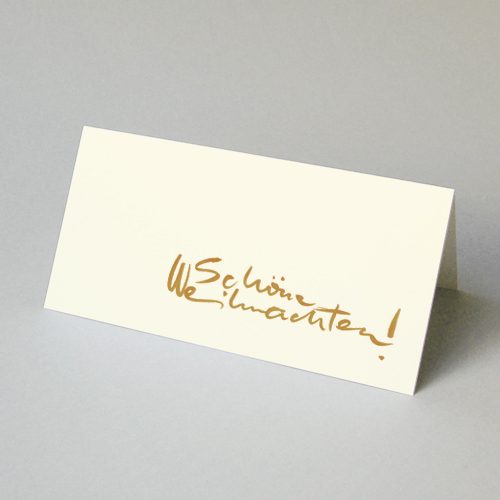 Schöne Weihnachten! Weihnachtskarten mit goldenem Druck der Kalligrafie