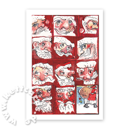 leicht beschwipster Weihnachtsmann, illustrierte Weihnachtskarten