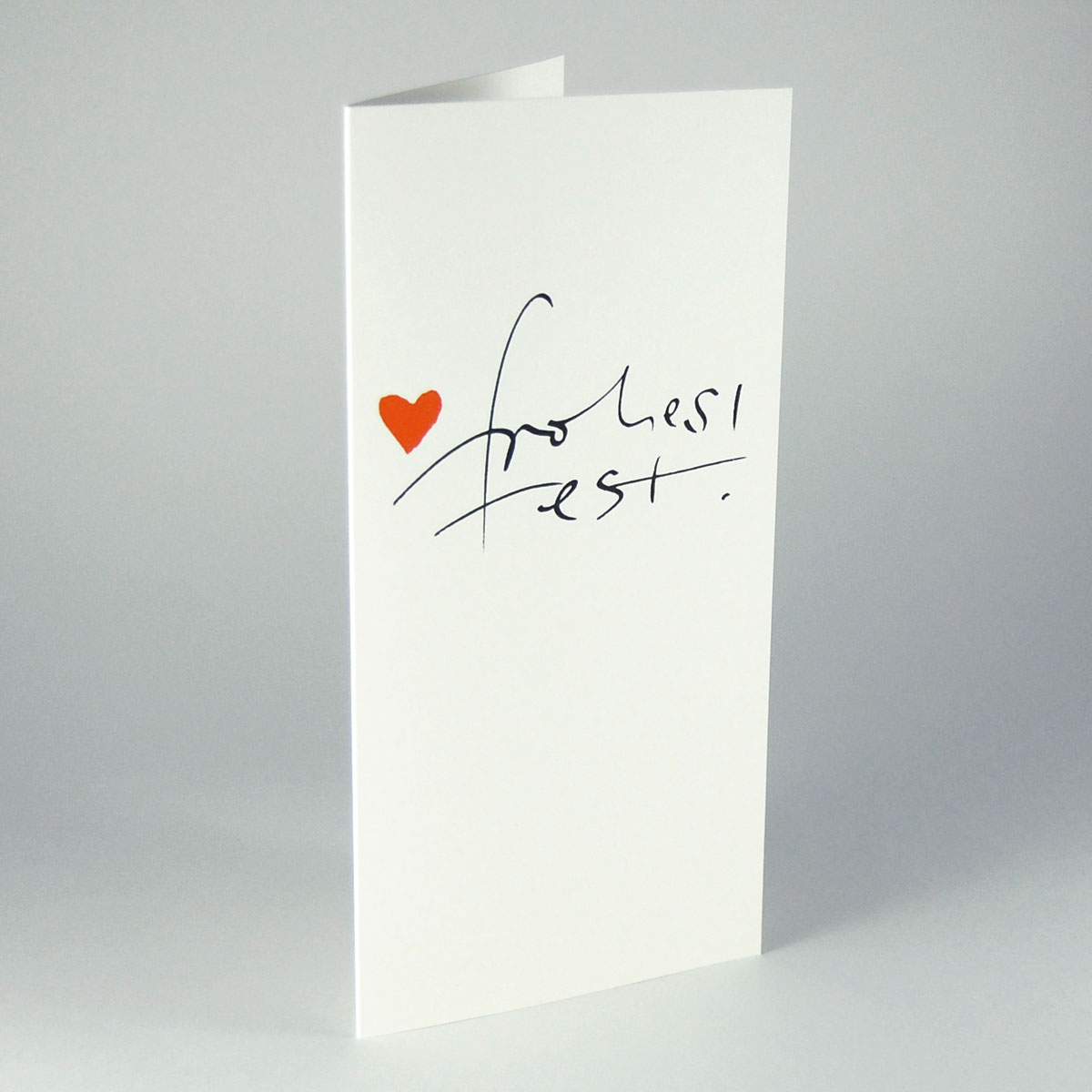 frohes fest! Kalligrafie-Weihnachtskarten mit orangenem Herz