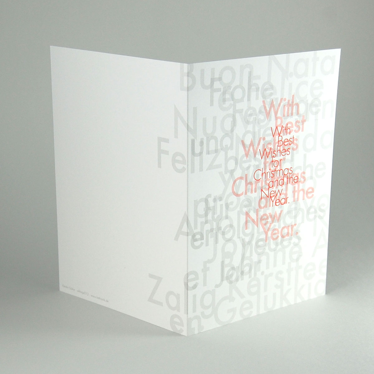 With Best Wishes for Christmas and the New Year. - Frohe Festtage, typografische Weihnachtskarte mit Text