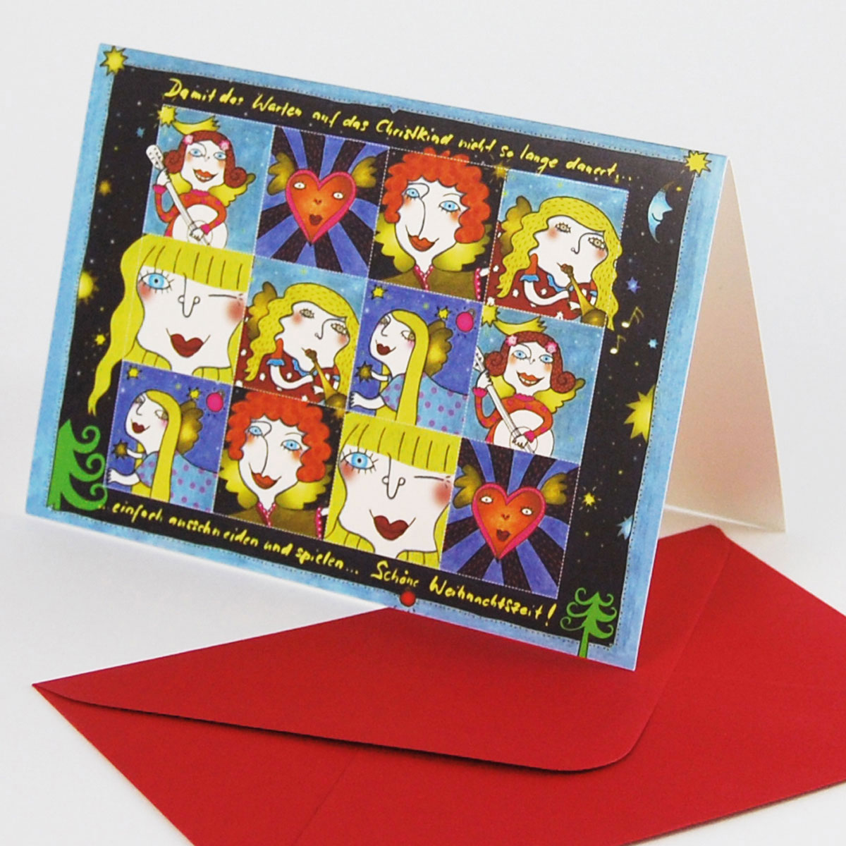 Weihnachtskarten mit Mini-Memo und roten Umschlägen