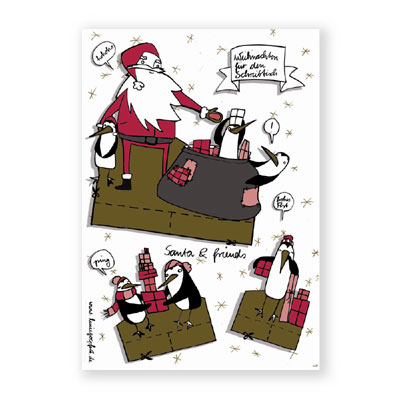 Santa & Friends - Weihnachten für den Schreibtisch, Weihnachtskarten zum Ausschneiden
