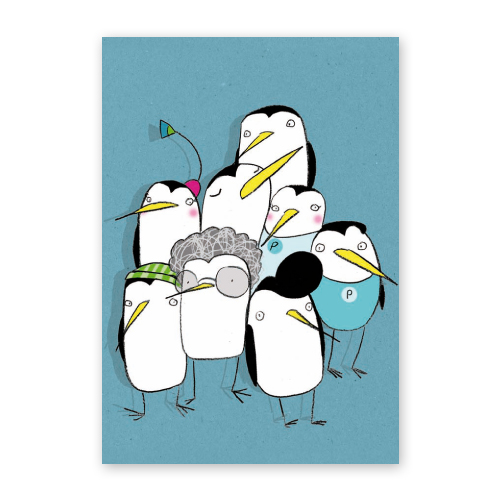 8 trendige Pinguine, Karten für die kalte Jahreszeit