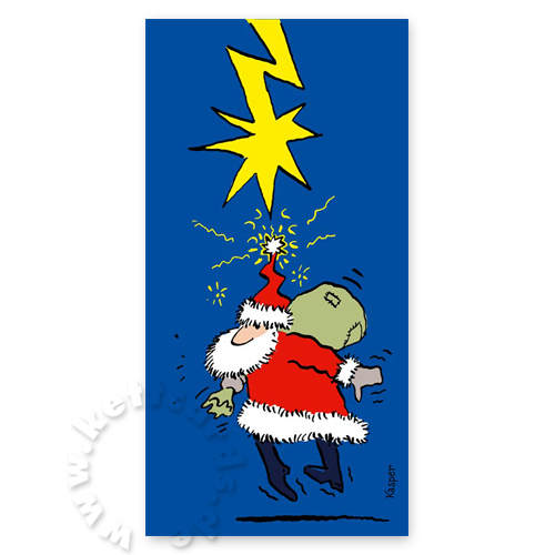 Donnerwetter, illustrierte Weihnachtskarten mit Blitzeinschlag