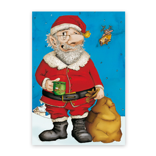 kaffeetrinkender Weihnachtsmann, Weihnachtskarten
