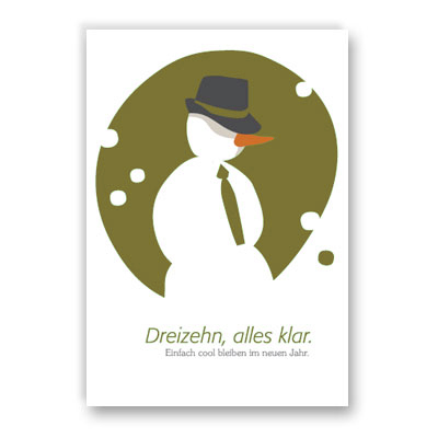 Einfach cool bleiben im neuen Jahr. Neujahrskarten mit Schneemann