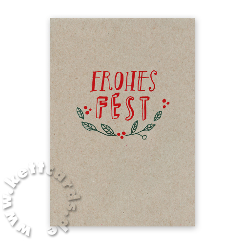 Frohes Fest, Recycling-Weihnachtskarten mit Handlettering und Illustration