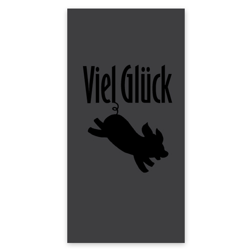 Viel Glück + Schweinchen, schwarze Neujahrskarten mit UV-Relieflack