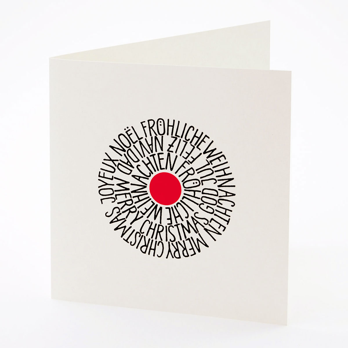 Fröhliche Weihnachten, Feliz Navidad..., quadratische Weihnachtskarte mit toller Handschrift, 15 x 15 cm