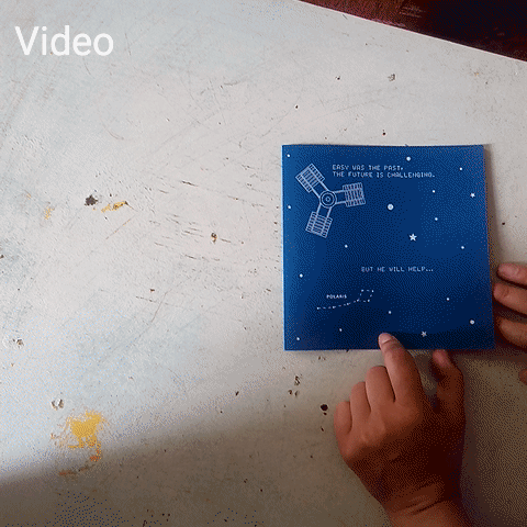 quadratische Pop-Up-Weihnachtskarten mit Astronauten-Weihnachtsmann, Animation