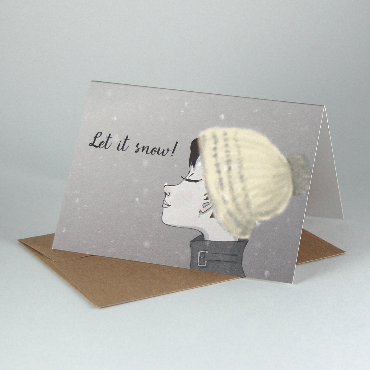 Let it snow! Recycling-Weihnachtskarten mit braunen Recyclingumschlägen