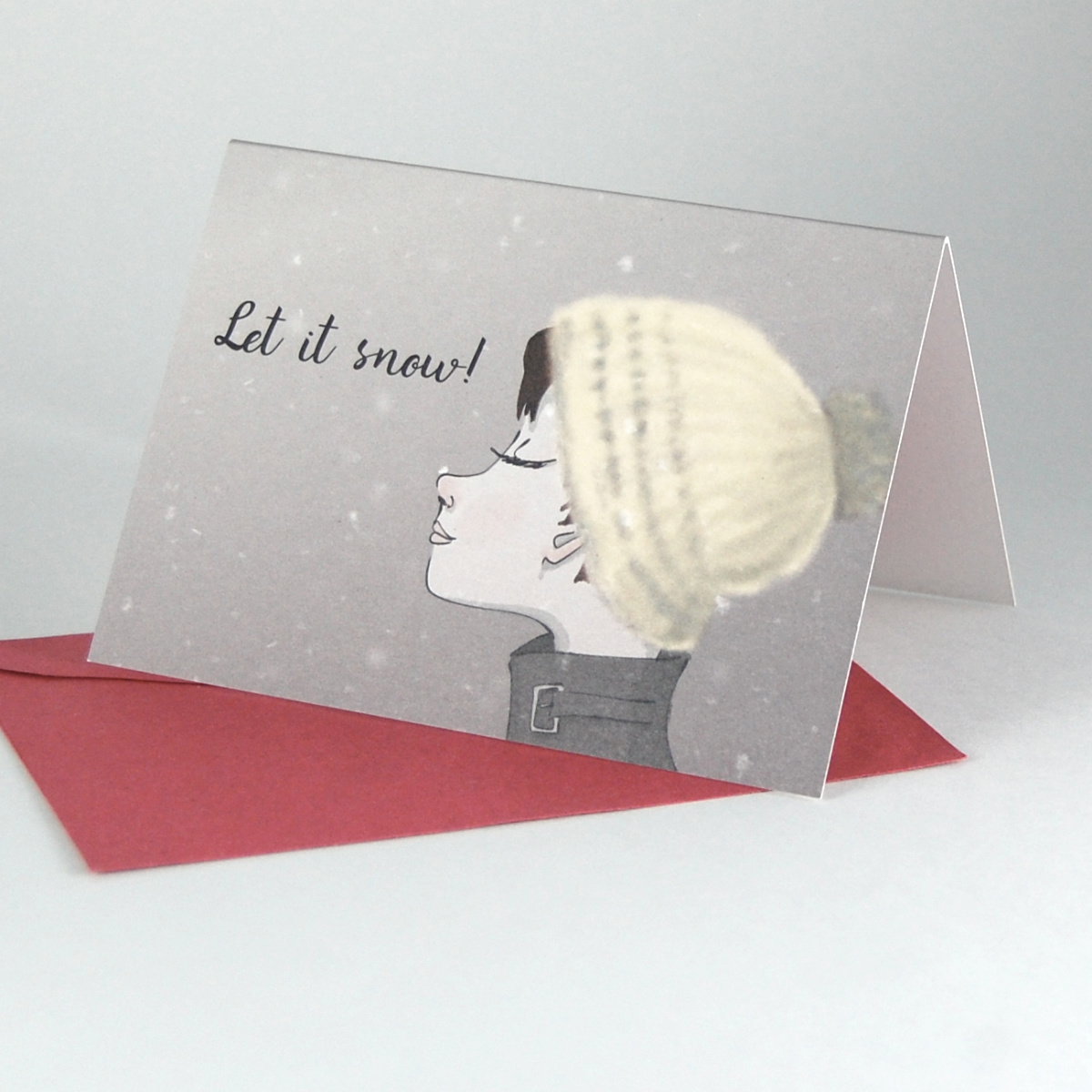 Let it snow! Recycling-Weihnachtskarten mit roten Recyclingumschlägen