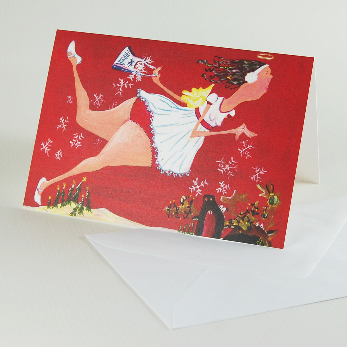 lustige Weihnachtskarten mit pummeligem Engel