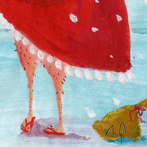 Weihnachtsmann mit haarigen Beinen und Flipflops beim Eis-Angeln, Weihnachtskarten für Wassersportler