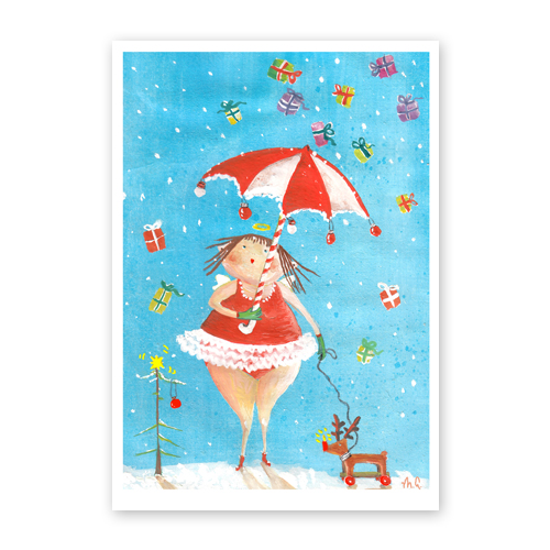 Geschenkeregen, sympathische Weihnachtskarten zum Weihnachtswetter