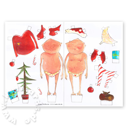 Weihnachtsmann als Anziehpuppe, kreative Weihnachtskarten