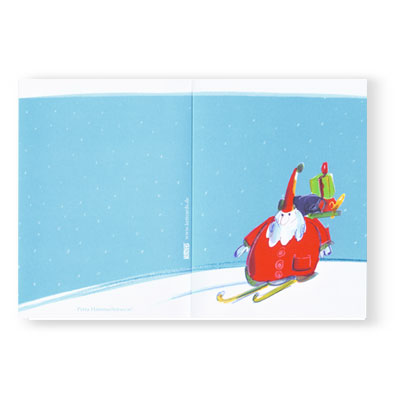 Weihnachtskarten für Firmen, skifahrender Weihnachtsmann