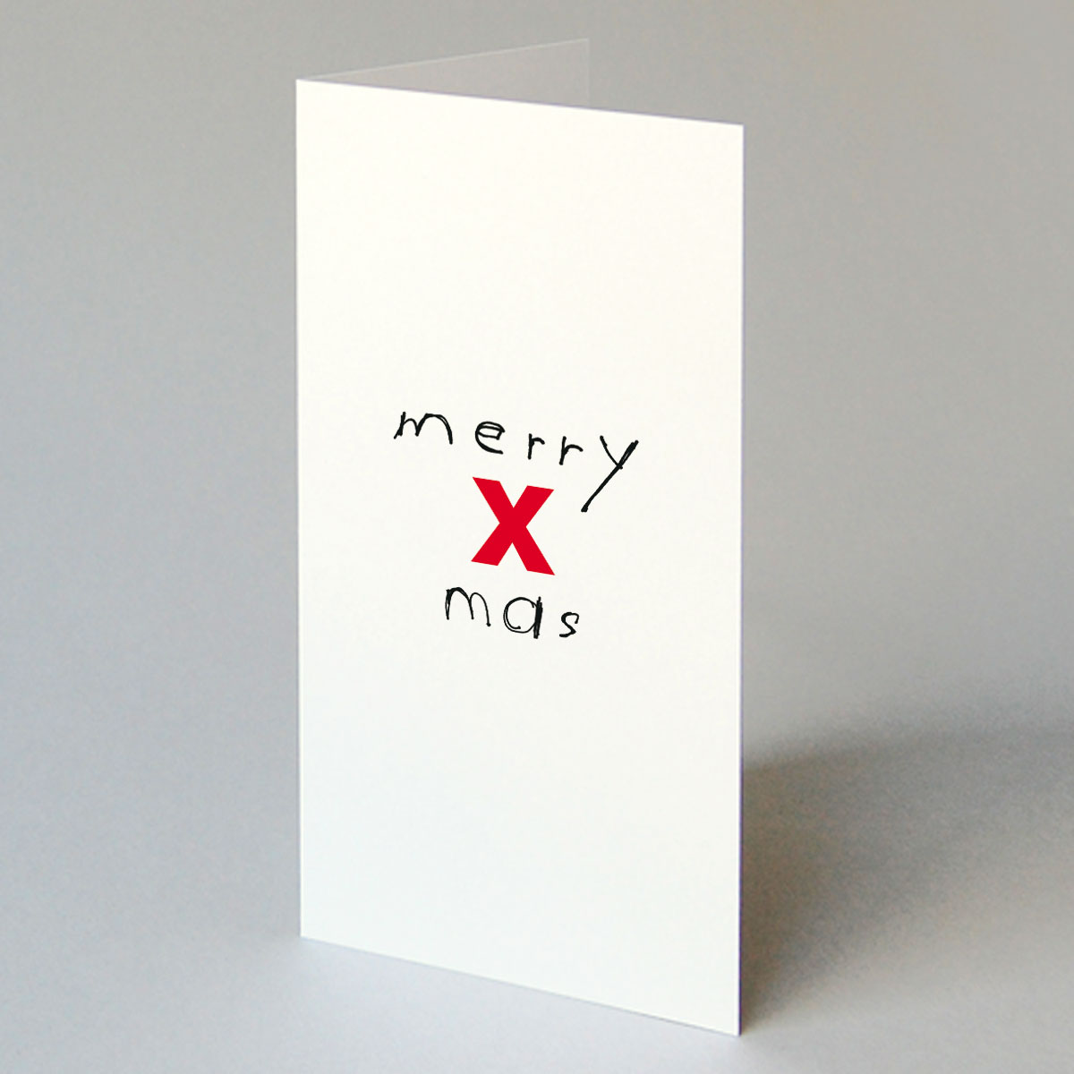 merry x mas, Weihnachtskarten mit großem, rotem X