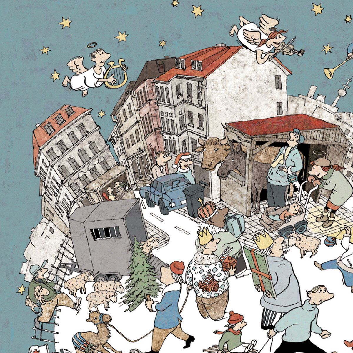 Weihnachtsmarkt, Ausschnitt aus der Wimmelbild-Weihnachtskarten