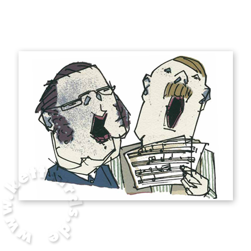 Männer singen Weihnachtslieder, witzige Weihnachtskarten