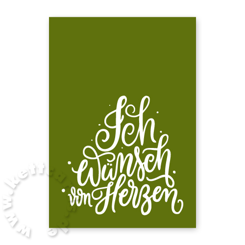 Ich wünsch von Herzen, grüne Weihnachtskarten mit Handlettering