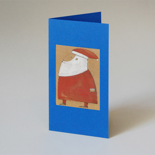 Weihnachtsmann, blaue Weihnachtskarte