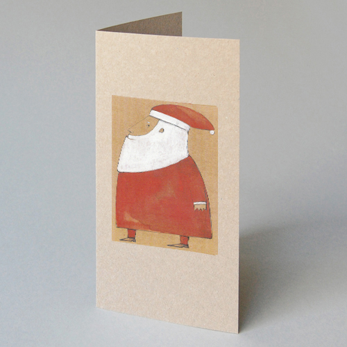 Weihnachtskarten aus Graukarton mit Weihnachtsmann-Sticker
