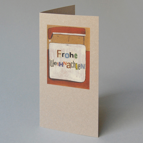 Recycling-Weihnachtskarte mit Aufkleber: Frohe Weihnachten