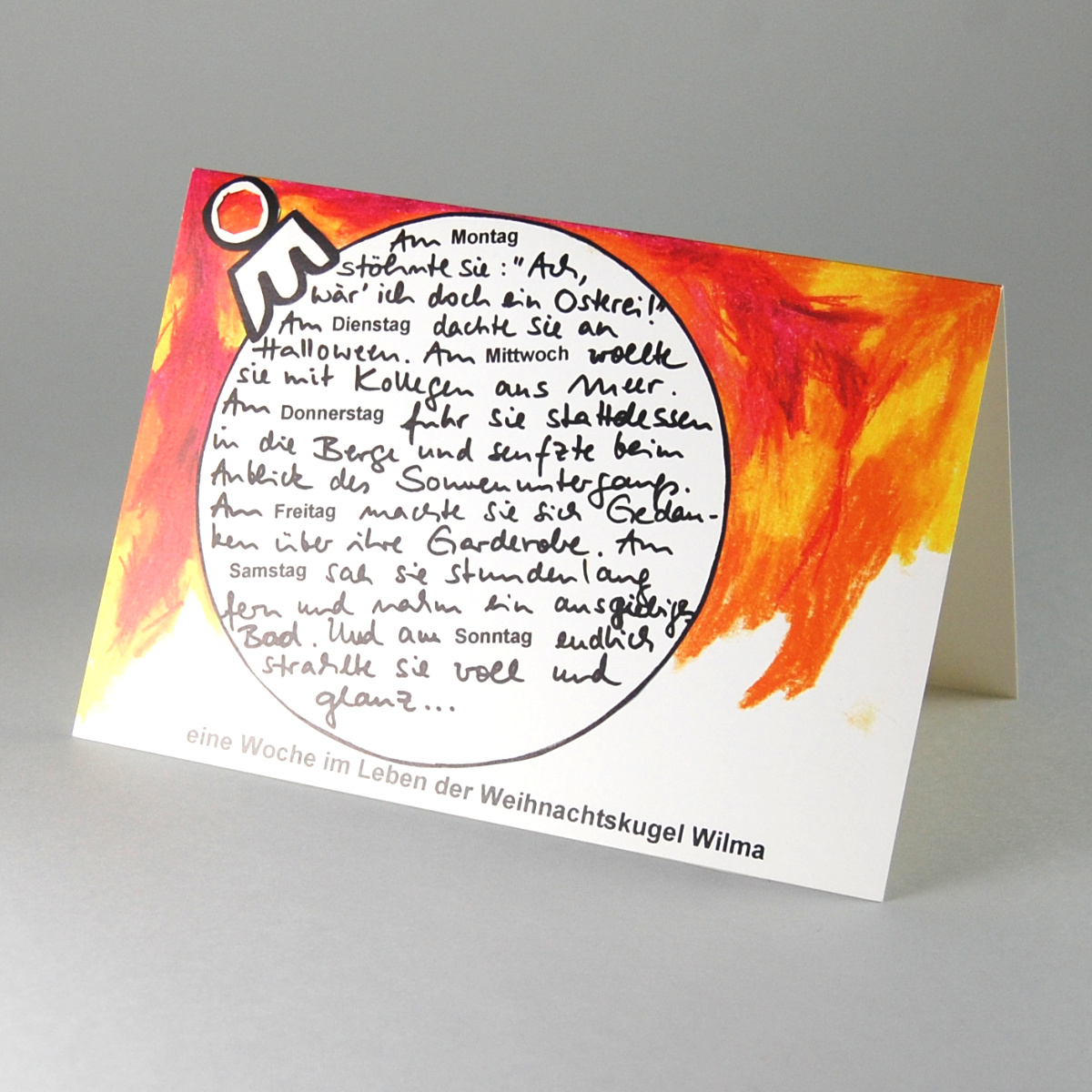 eine Woche im Leben der Weihnachtskugel Wilma, literarische Weihnachtskarten