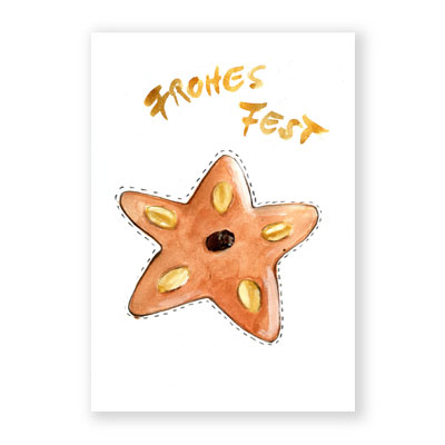 Frohes Fest, Weihnachtskarten mit leckerem Pfefferkuchenstern