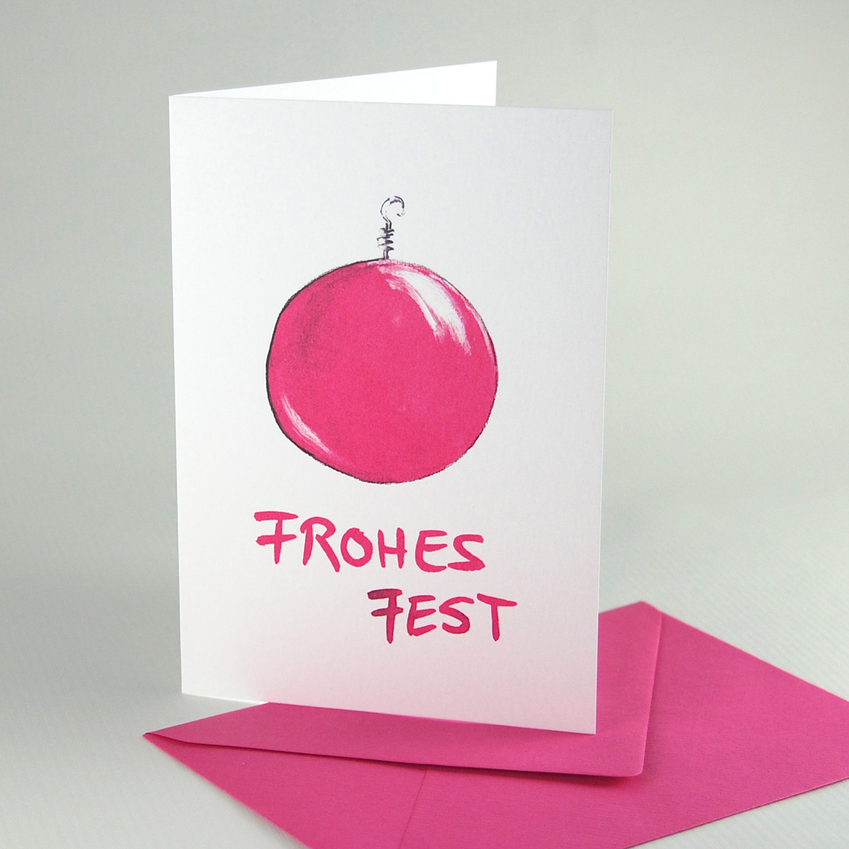 pinke Weihnachtskarten mit pinken Kuverts