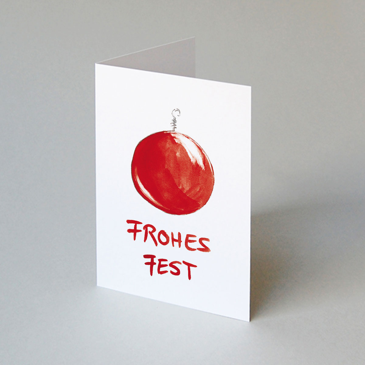 Frohes Fest, Weihnachtskarten mit roter Christbaumkugel