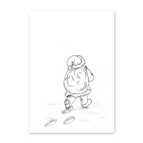 Der Weihnachtsmann geht langsam weg, melancholische Weihnachtskarten
