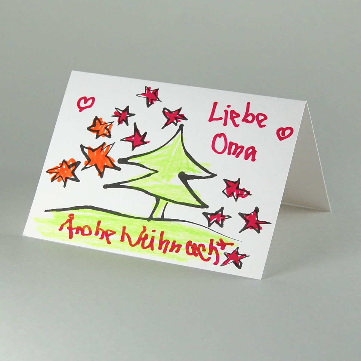 Liebe Oma, Frohe Weihnacht, Weihnachtskarten zum Ausmalen für Kinder