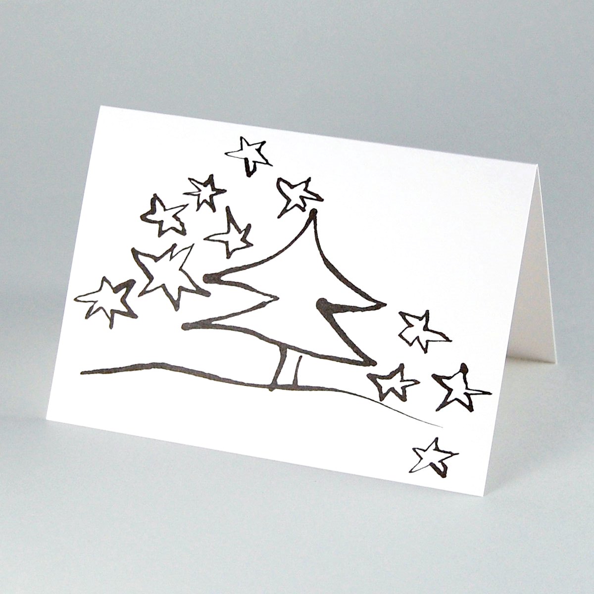 Baum mit Sternenhimmel, einfache Weihnachtskarten