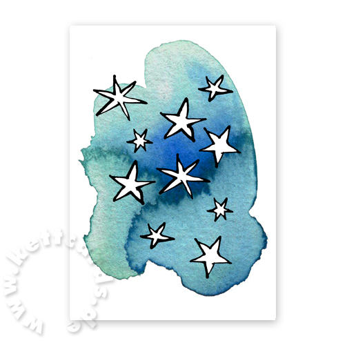 Sterne, wunderschöne aquarellierte Weihnachtskarten