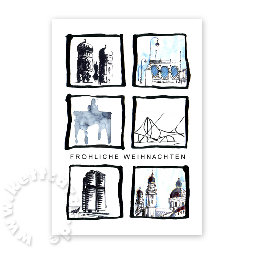Weihnachtskarten: Münchener Monumente