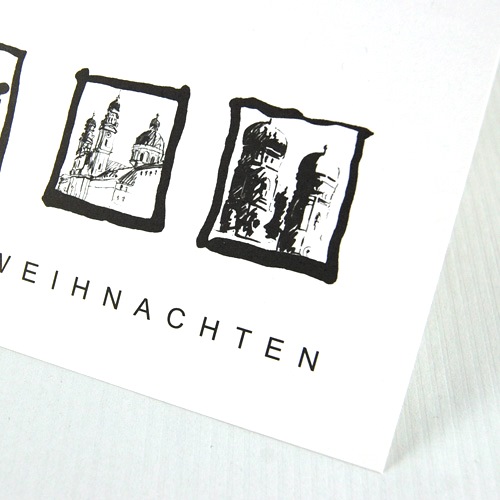 Münchener Weihnachtskarten: Theatinerkirche und Dom zu Unserer Lieben Frau