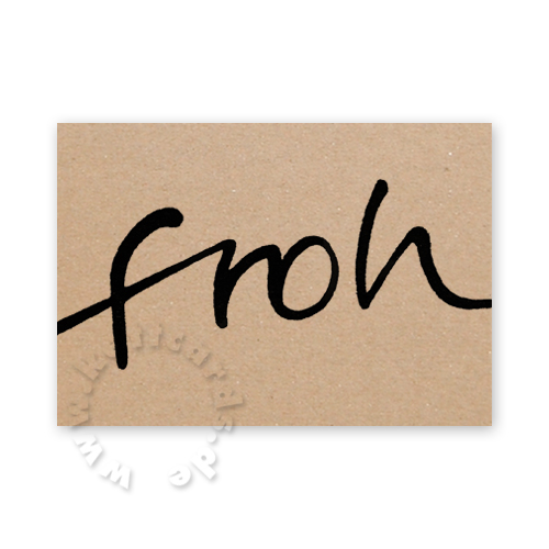froh - braune Recycling-Weihnachtskarten mit Schriftzug