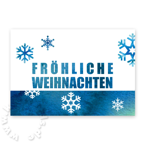 Fröhliche Weihnachten (Schneeflocken), Weihnachtskarten in blau