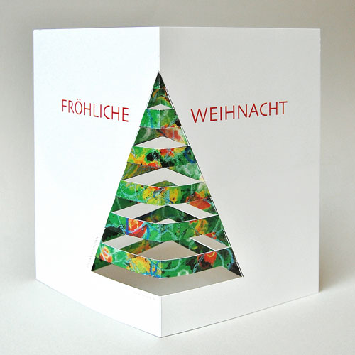 WEIHNACHT, Weihnachtskarten mit Weihnachtsbaum für den Schreibtisch