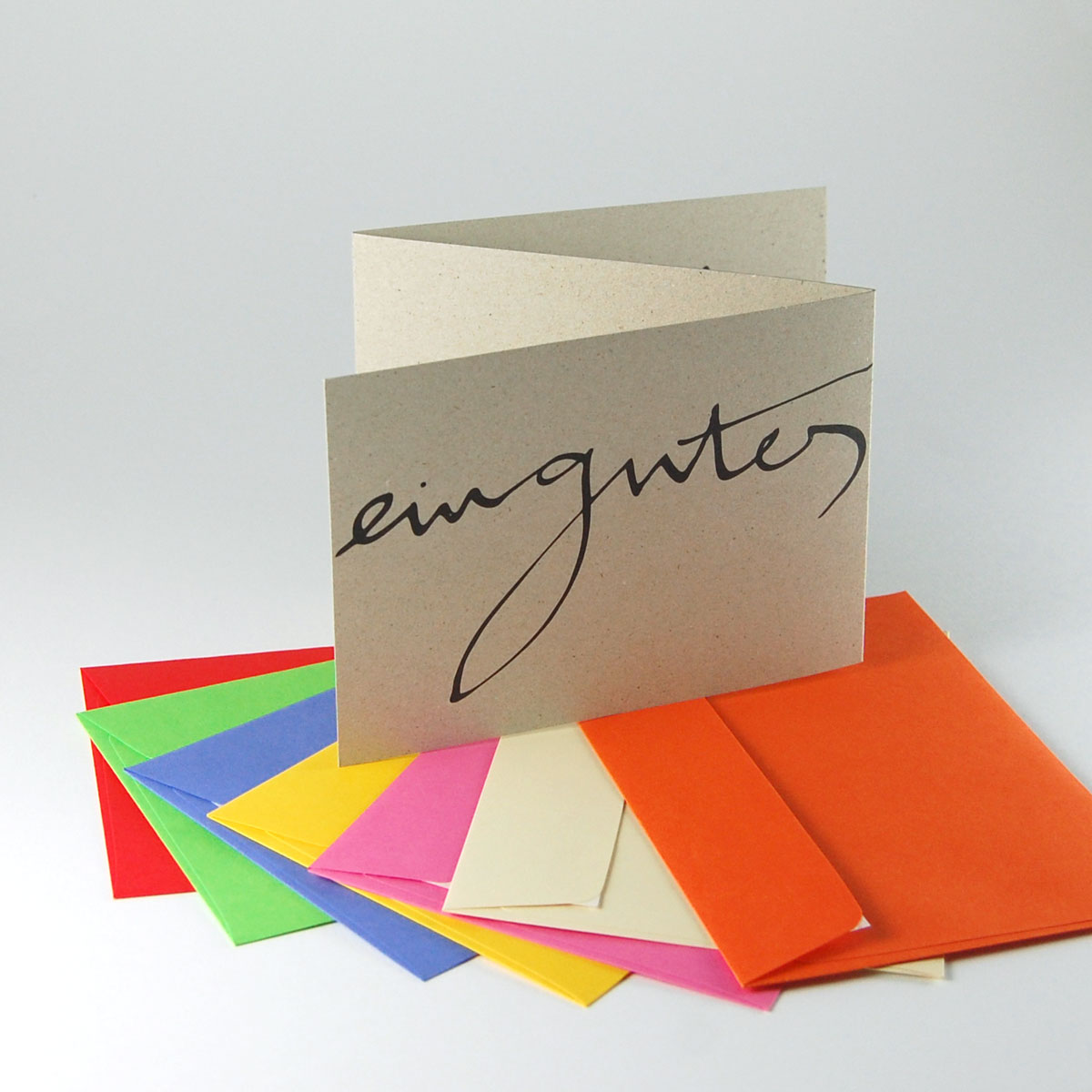 ein gutes, Neujahrskarten mit schwungvollem Schriftzug und farbigen Umschlägen