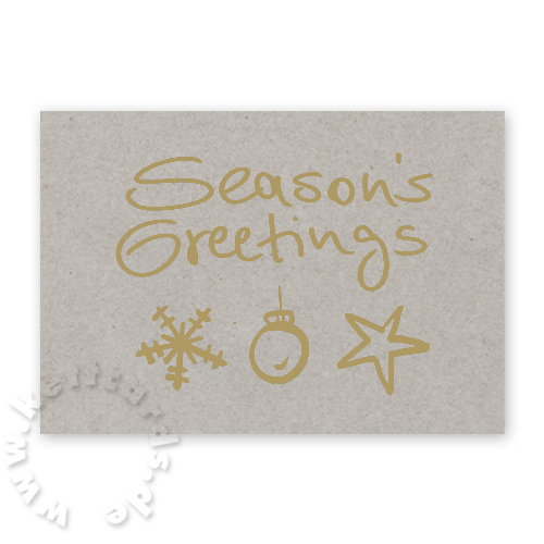 Recycling-Weihnachtskarten mit goldenem Druck- Season’s Greetings