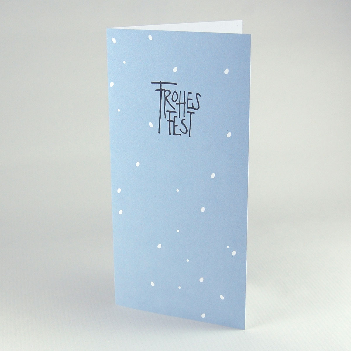 Frohes Fest, blaue Designer-Weihnachtskarten mit gedruckten Grüßen